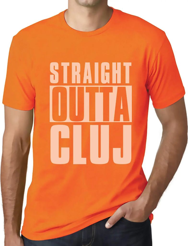 Herren Grafik T-Shirt Direkt aus Cluj – Straight Outta Cluj – Öko-Verantwortlich Vintage Jahrgang Kurzarm Lustige Druck Geburtstag Geschenk Mann
