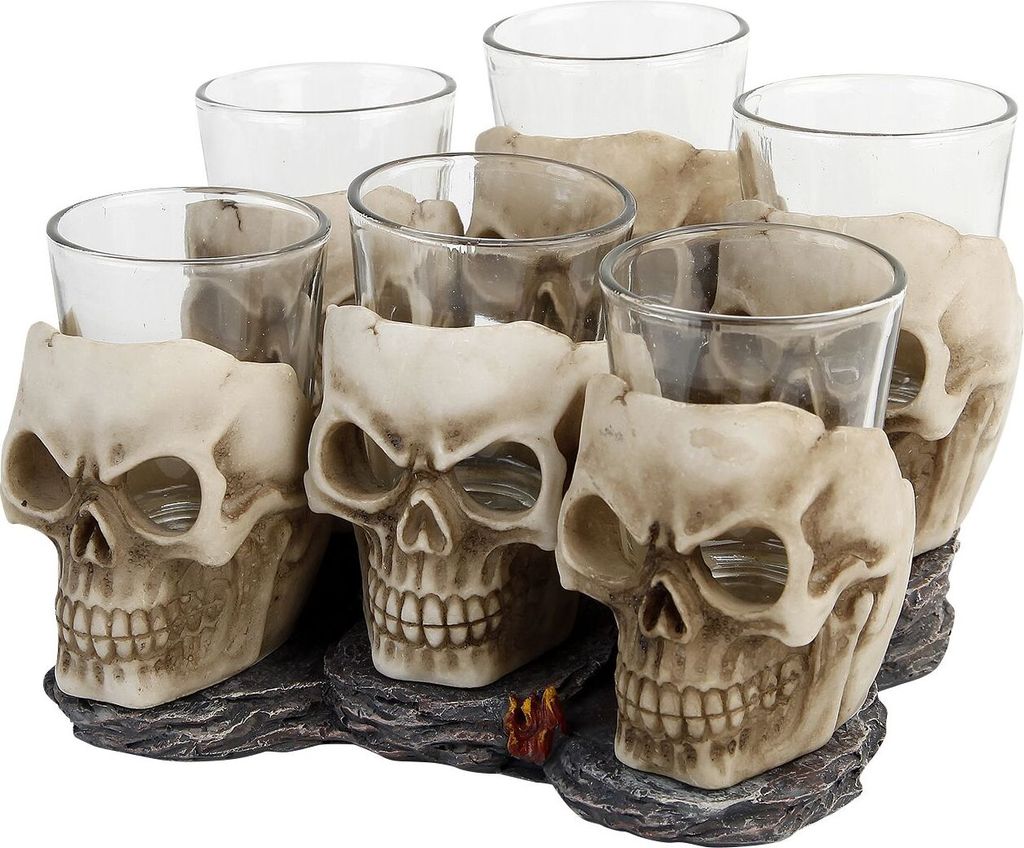 Nemesis Now Schnapsglas-Set Six Shooter Skulls altweiß Standard