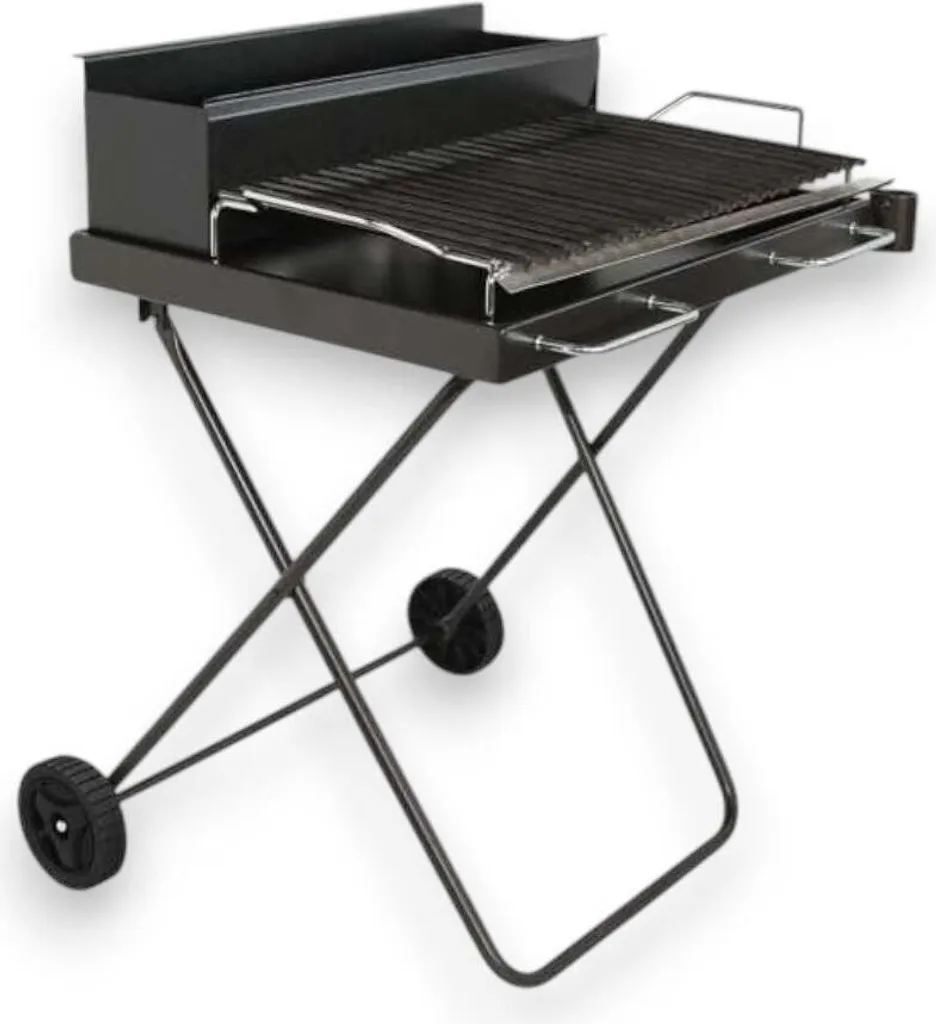 Barbecue à bois Kart en inox avec grille robuste et pieds pliables