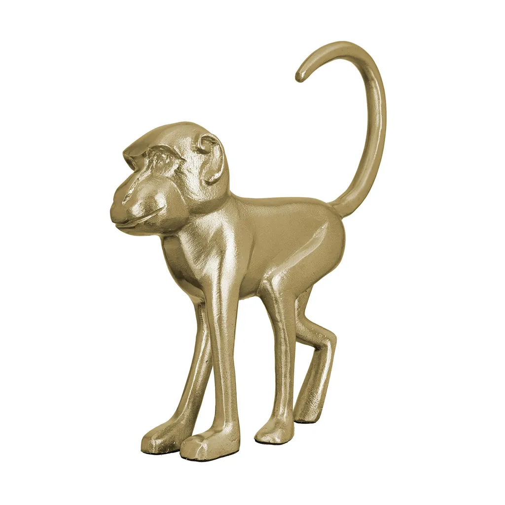 Singe Déco en Aluminium Doré Gilde 34 cm - Finition Luxe et Design Moderne