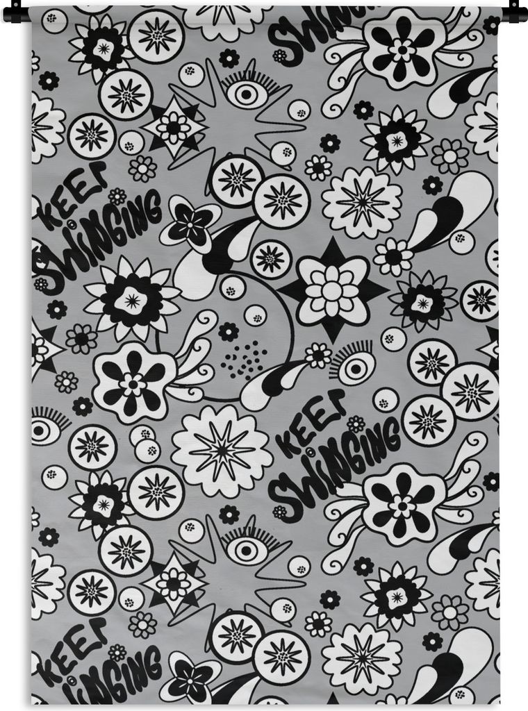 MuchoWow Wandteppich Wandbehang Blumen - Muster - Zitate 60x90 cm Tapisserie Dekoration Wandtuch - Foto-Teppich - Abwaschbar