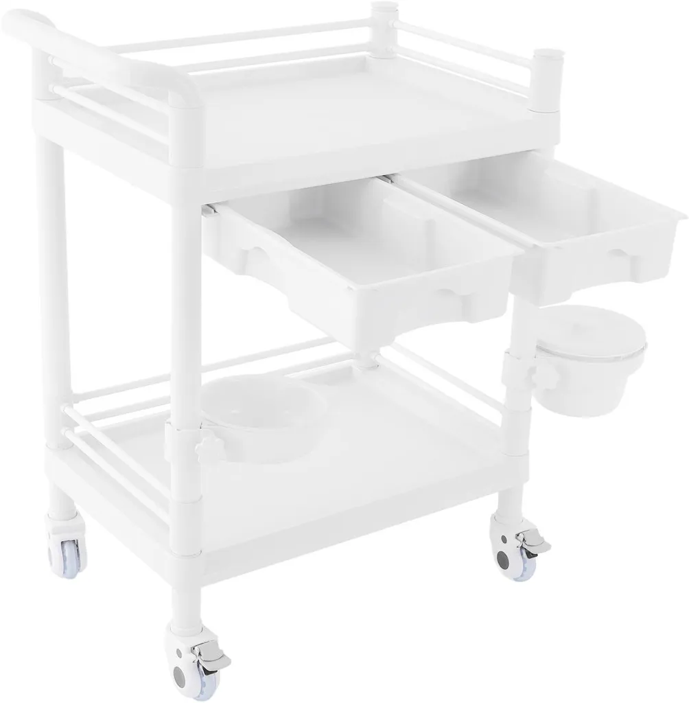 Desserte de rangement sur roulettes blanche à tiroirs pour bureau