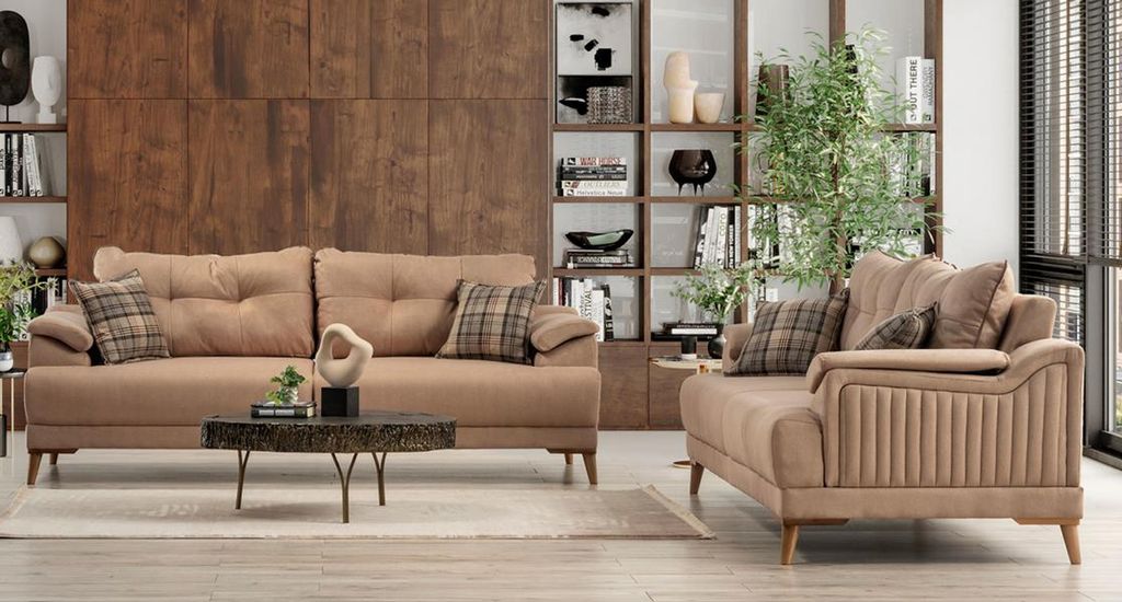 Komfortable Sofagarnitur 3+3 Sitzer Stilvolle Sofaset Polstergarnitur Sitzgruppe