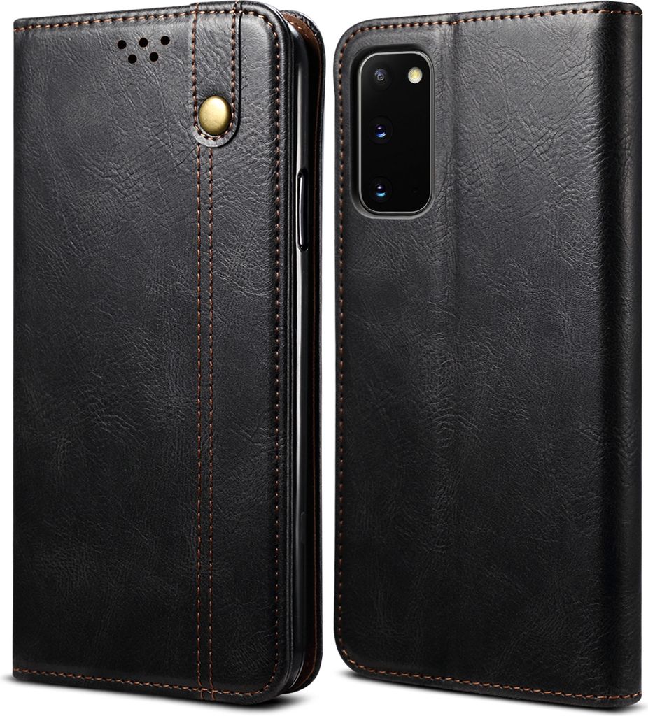 Galaxy S20 Hülle, LaimTop Leder Flip Brieftasche Schutzhülle für Samsung Galaxy S20 Schwarz
