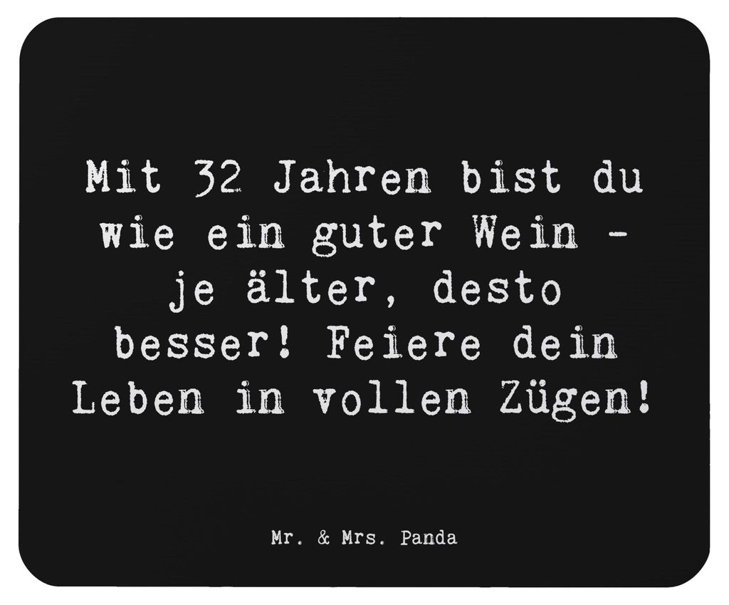 Mr. & Mrs. Panda Mousepad Spruch 32. Geburtstag - Schwarz - Geschenk, Geburtstagsgeschenk, guter Wein, mousematte, Lebensfreude, Mauspad, Mouse Pad...