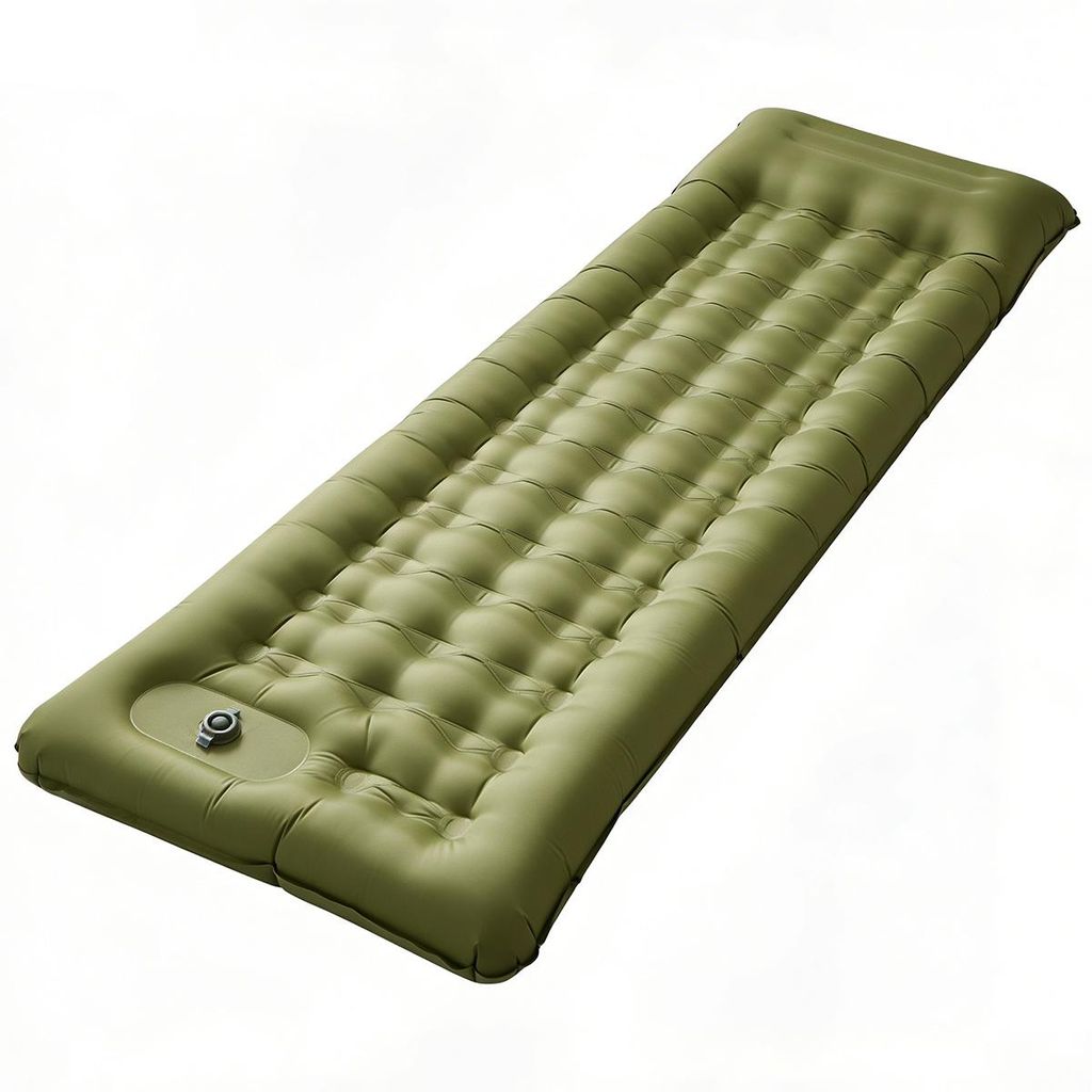 Isomatte Camping 10cm Dick, Aufblasbare Luftmatratze mit Kissen und Fußpumpe, Wasserdicht 195*70*15cm