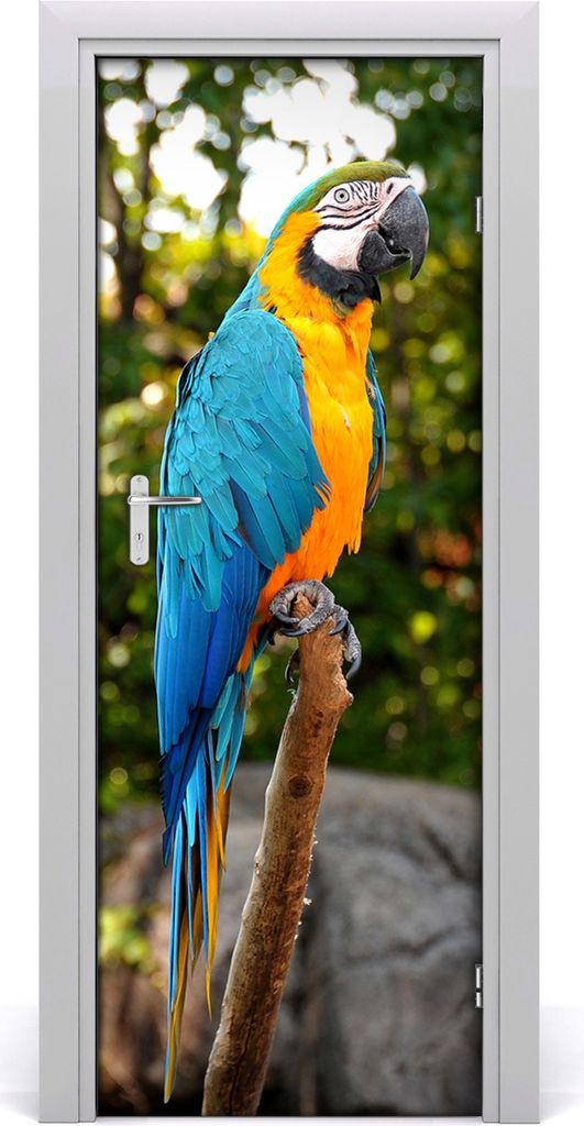 Tulup Türaufkleber 75x205 cm Dekorative Aufkleber Selbstklebend Wasserdichte Tapete Abnehmbar Schlafzimmer Wohnzimmer Wohnkultur - Parrot Wand Emi...