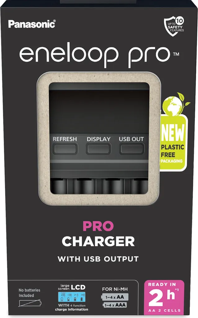 Chargeur Rapide Panasonic BQ-CC65 LCD avec Fonction Refresh et Port USB
