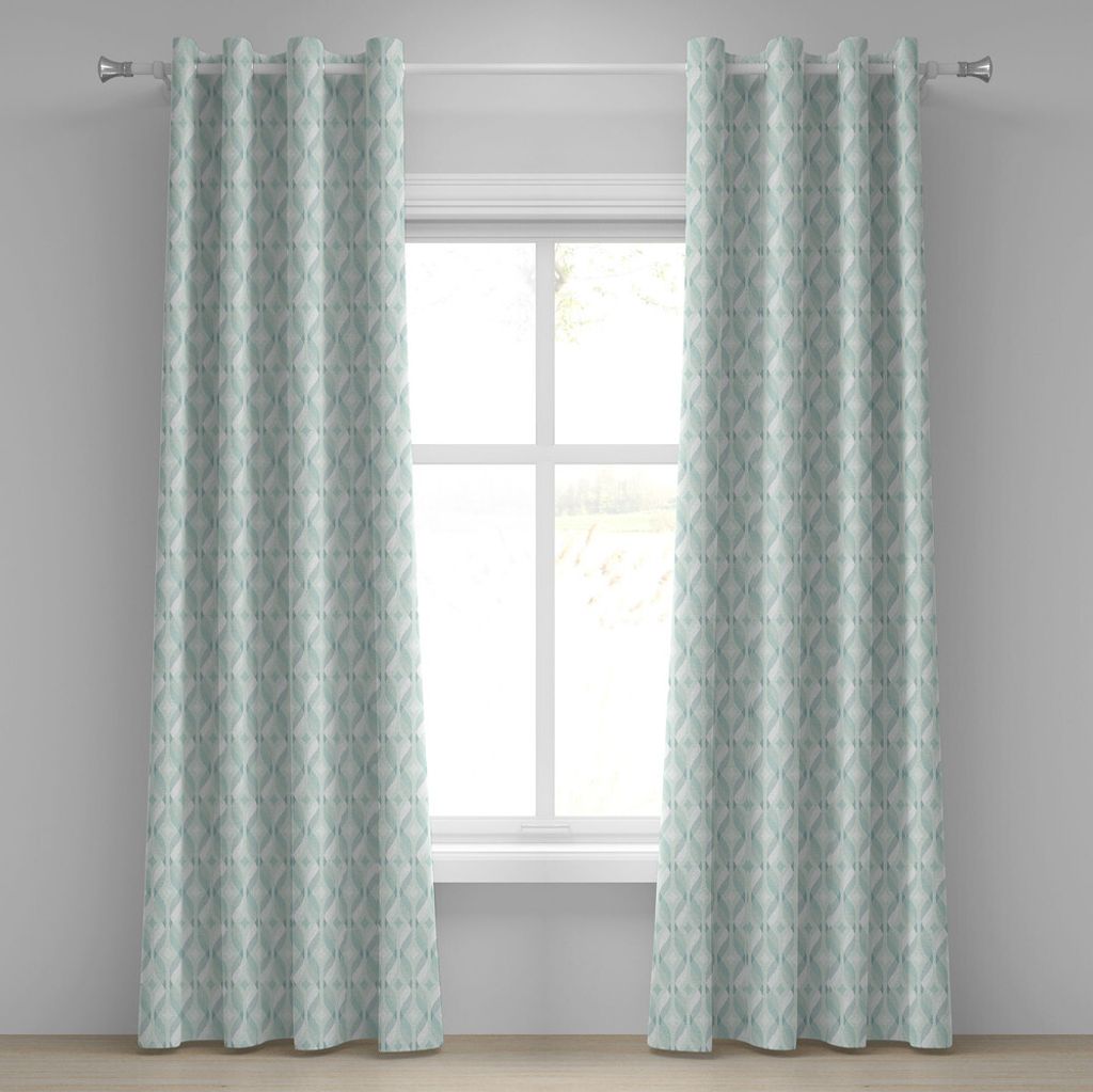 ABAKUHAUS Seafoam Ösenvorhang, Verwirrte Linien mit Rhombus Pattern Symmetrical Geometric Composition, Dekorative 2-Panel-Fenstervorhänge, 280 cm...