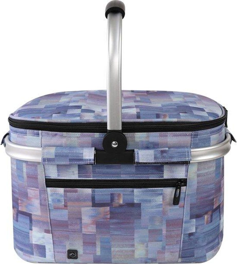 Draagbare Picknickmand mit Ingebautem Rahmen, Medium, Blau, Opvougbare Koeler