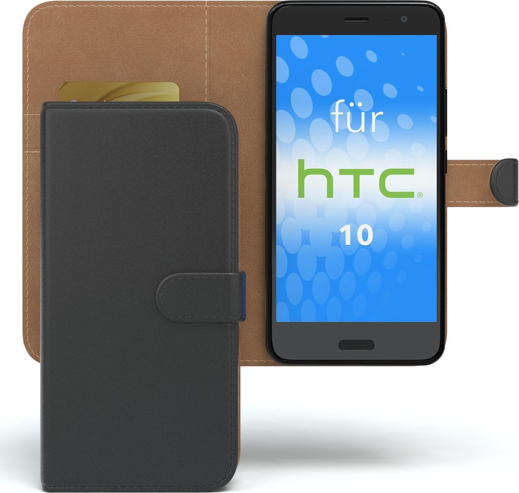 EAZY CASE Business Hülle für HTC 10 klappbar, Premium Kunstleder Handyhülle mit Kartenfach
