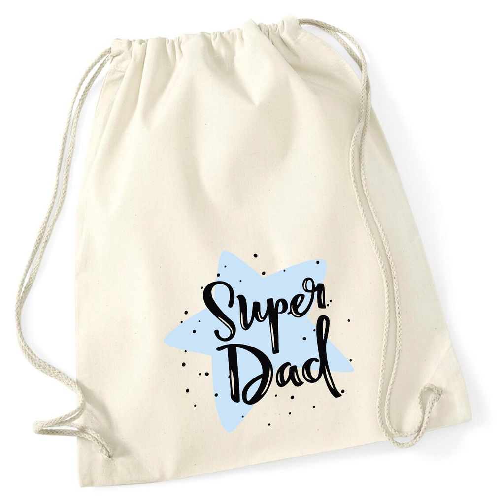 Huuraa Turnbeutel Super Dad Bester Papa 12 Liter Natural Baumwolle Rucksack Geschenkidee
