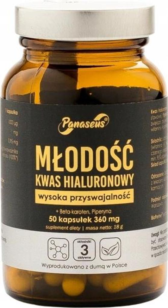PANASEUS YOUTH HYALURONSÄURE Beta-Carotin Haut 50 Kapseln