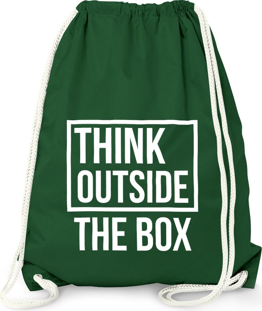 Turnbeutel Think Outside the Box Hipster Beutel Tasche Jutebeutel Gymsac Gymbag Moonworks dunkelgrün unisize