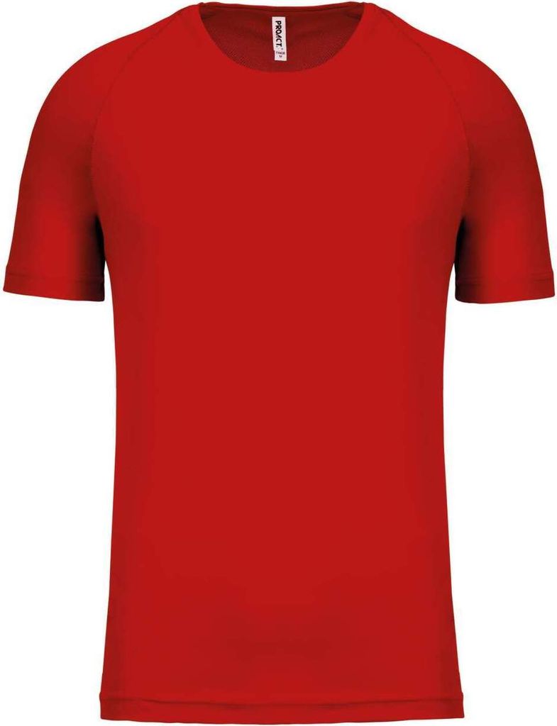 Proact Herren Sport T-Shirt Kurzarm Rundhals Slim Fit Basic Shirt, Größe:M, Farbe:Rot