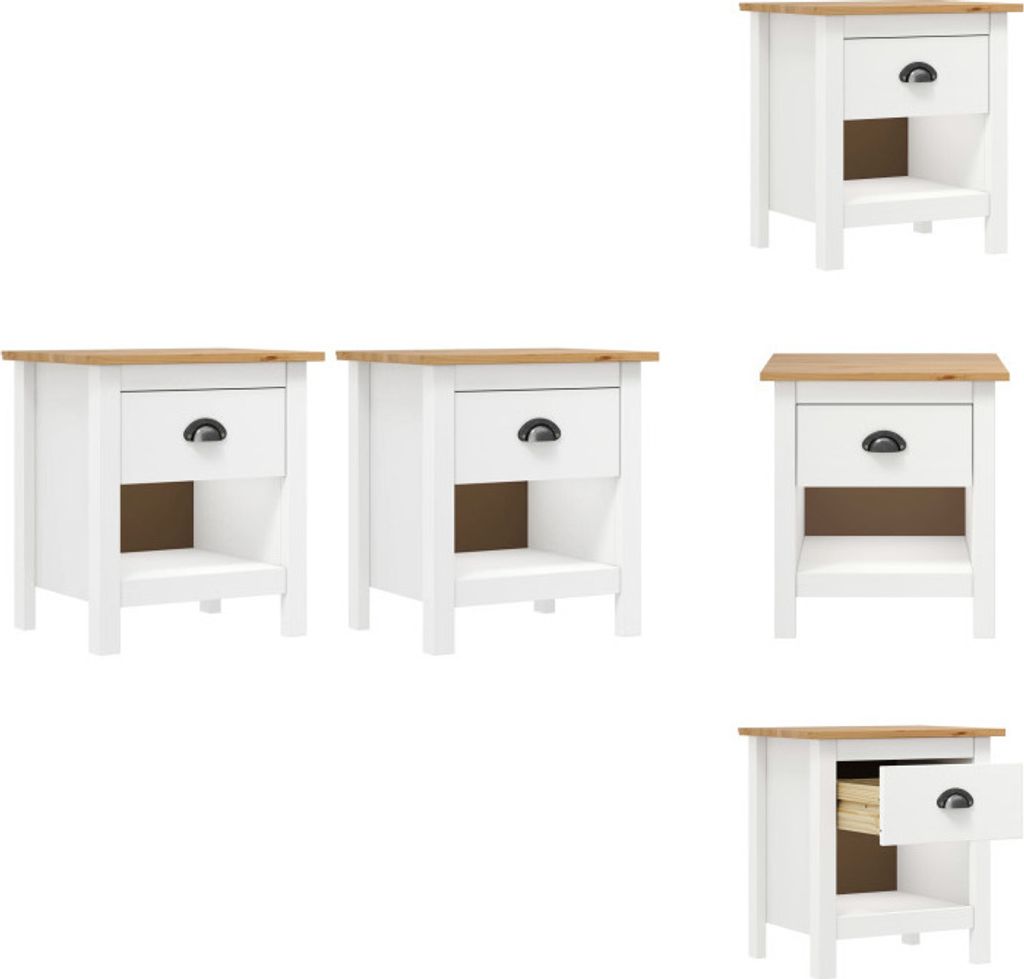 vidaXL Nachttische 2 Stk. Hill 46x35x49,5 cm Massivholz Kiefer - Nachttische