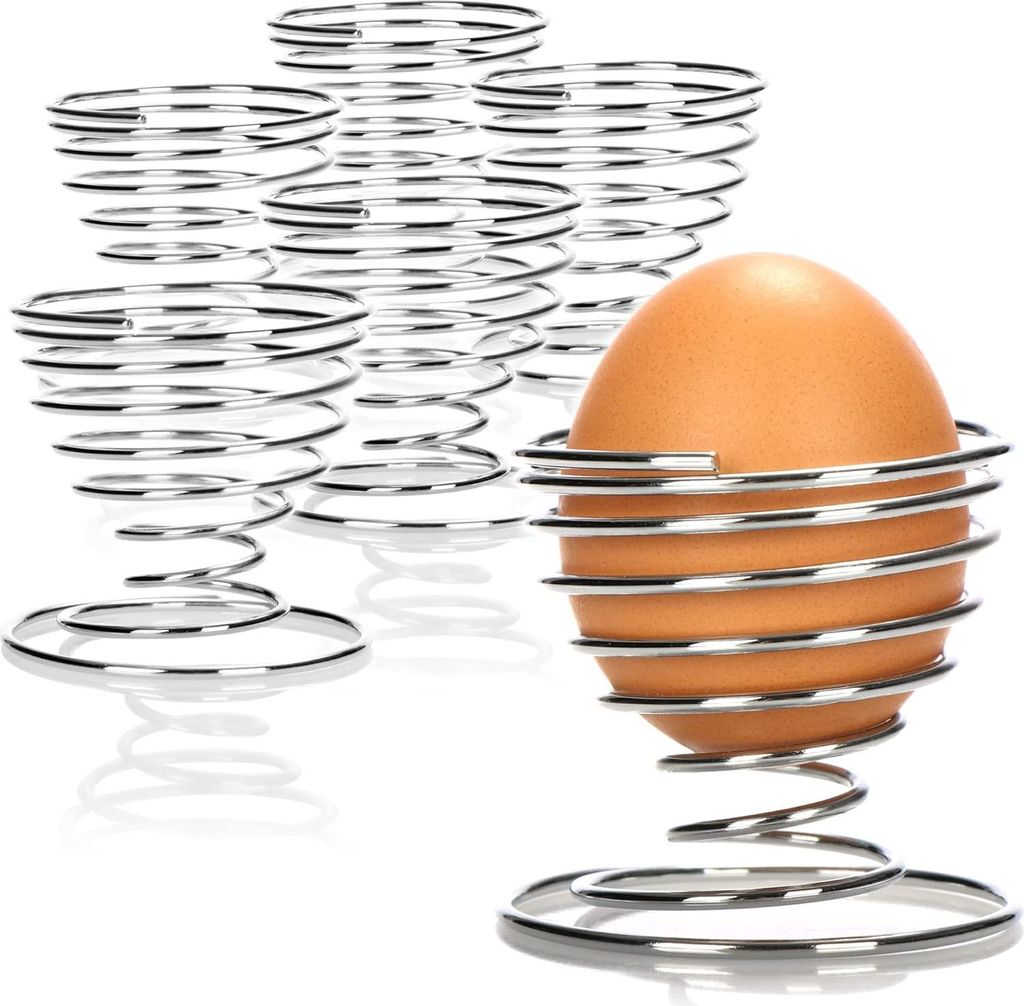Elegante Eierdopfer aus verchromtem Metall - Set von 6 in Spiralform
