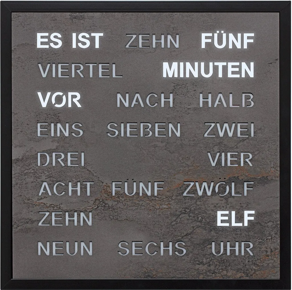 Horloge à mots Filius 0402-4 pendule carrée anthracite 40 cm pour salon