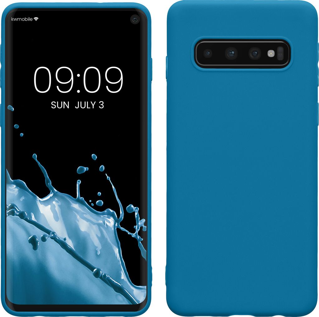 kwmobile Hülle kompatibel mit Samsung Galaxy S10 Hülle - weiches TPU Silikon Case - Cover geeignet für kabelloses Laden - Karibikblau