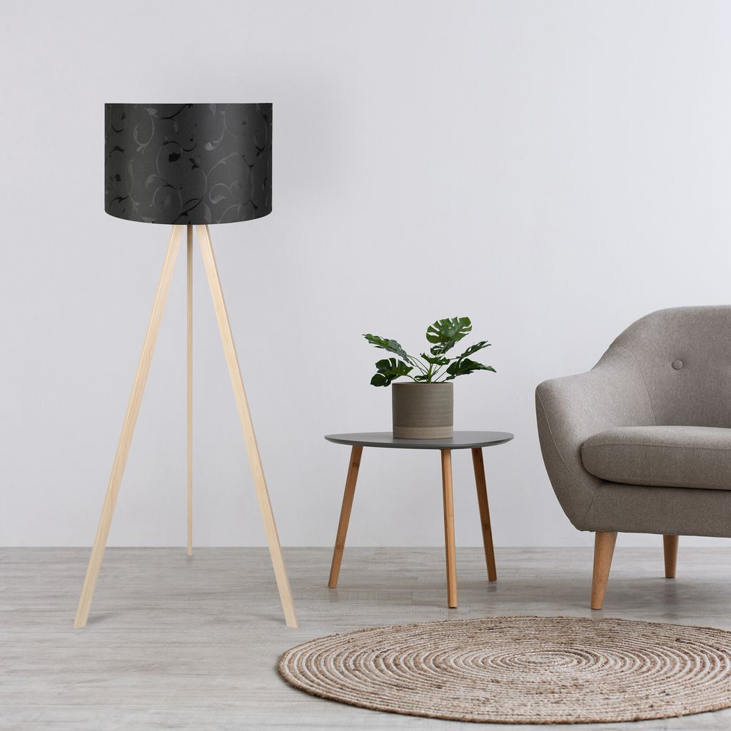 Opviq, AYD, 38 x 140 cm, Stehlampe, Schwarz,Sahne, 70% MDF / 30% PVC -Stoff