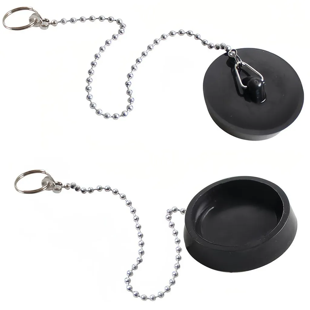 Bouchon de lavabo Ø 45 mm avec chaîne longue 40 cm pour évier, lot de 2