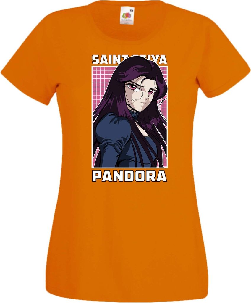 Damen T-Shirt Anime Manga Saint Anime Seiya Pandora, Lady 2XL / Orange