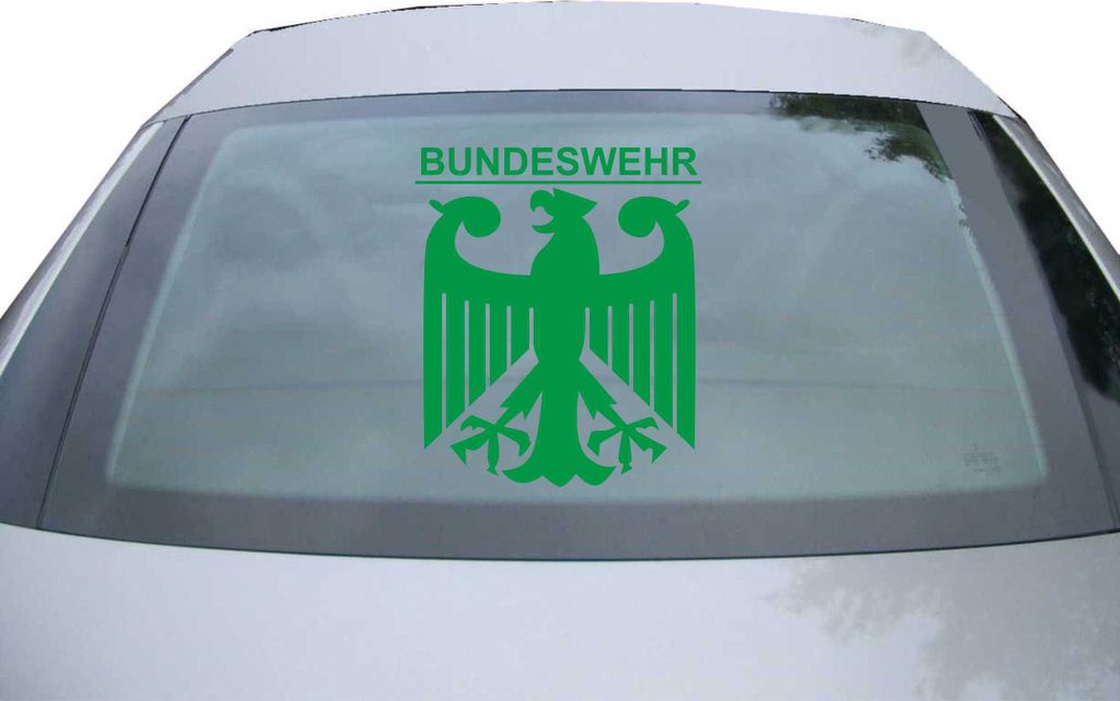 Indigos UG - Aufkleber Heckscheibe & Motorklappe DE2638 - grün - 600x505 mm - Bundeswehr mit Adler - Auto Scheiben Fenster Heckklappe Tuning Racin...