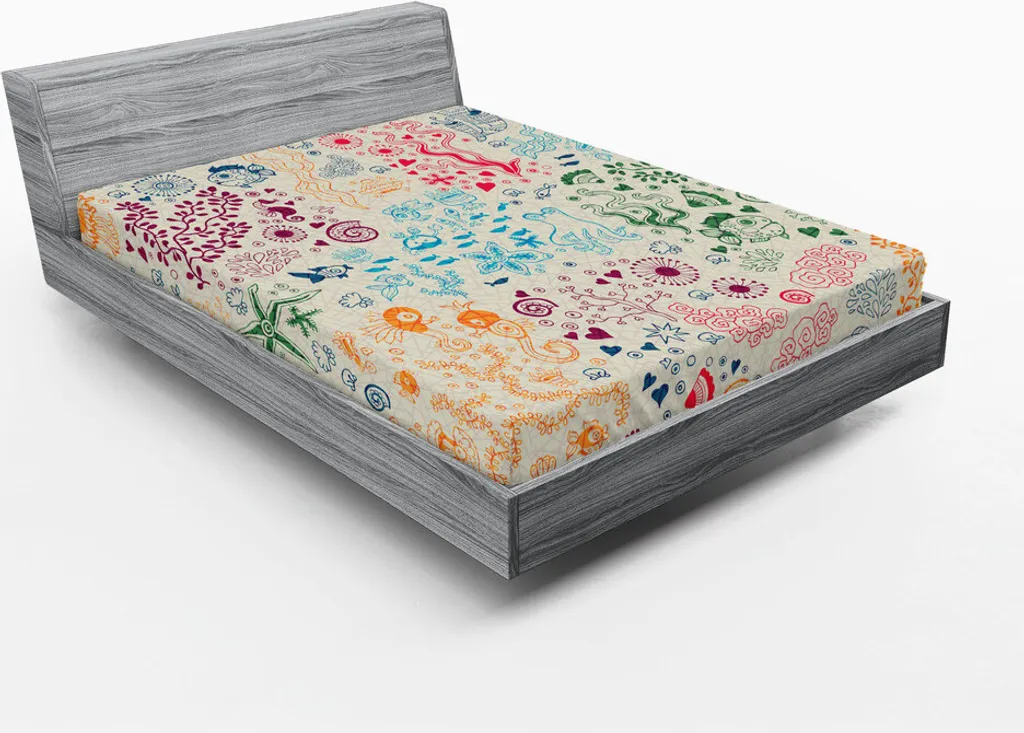 Drap-housse nautique ABAKUHAUS 180x200 cm vie sous-marine colorée
