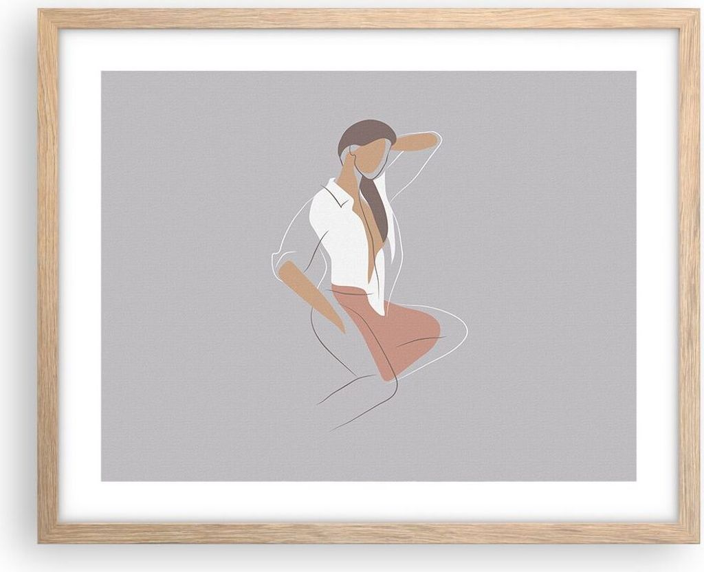 Gerahmtes Poster - Rahmen in heller Eiche - Frau Grafik Modern - 50x40 cm - Wand Bild - Wanddeko - Wandbilder - Wandposter - Bilderrahmen - Bilder ...