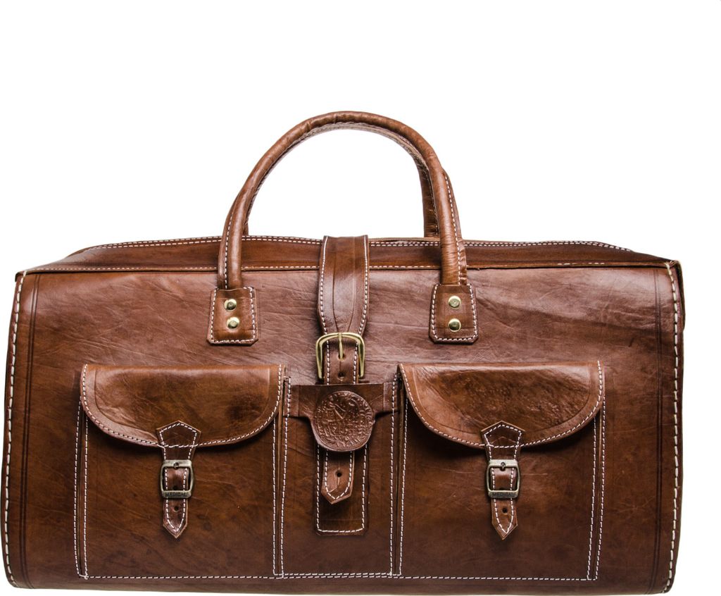 Marrakesch Vintage Leder-Reisetasche Safara klein ca. 60 cm Länge | Handgefertigt aus echtem Leder | Vintage Weekender Bag | Stilvoller Reisebegle...