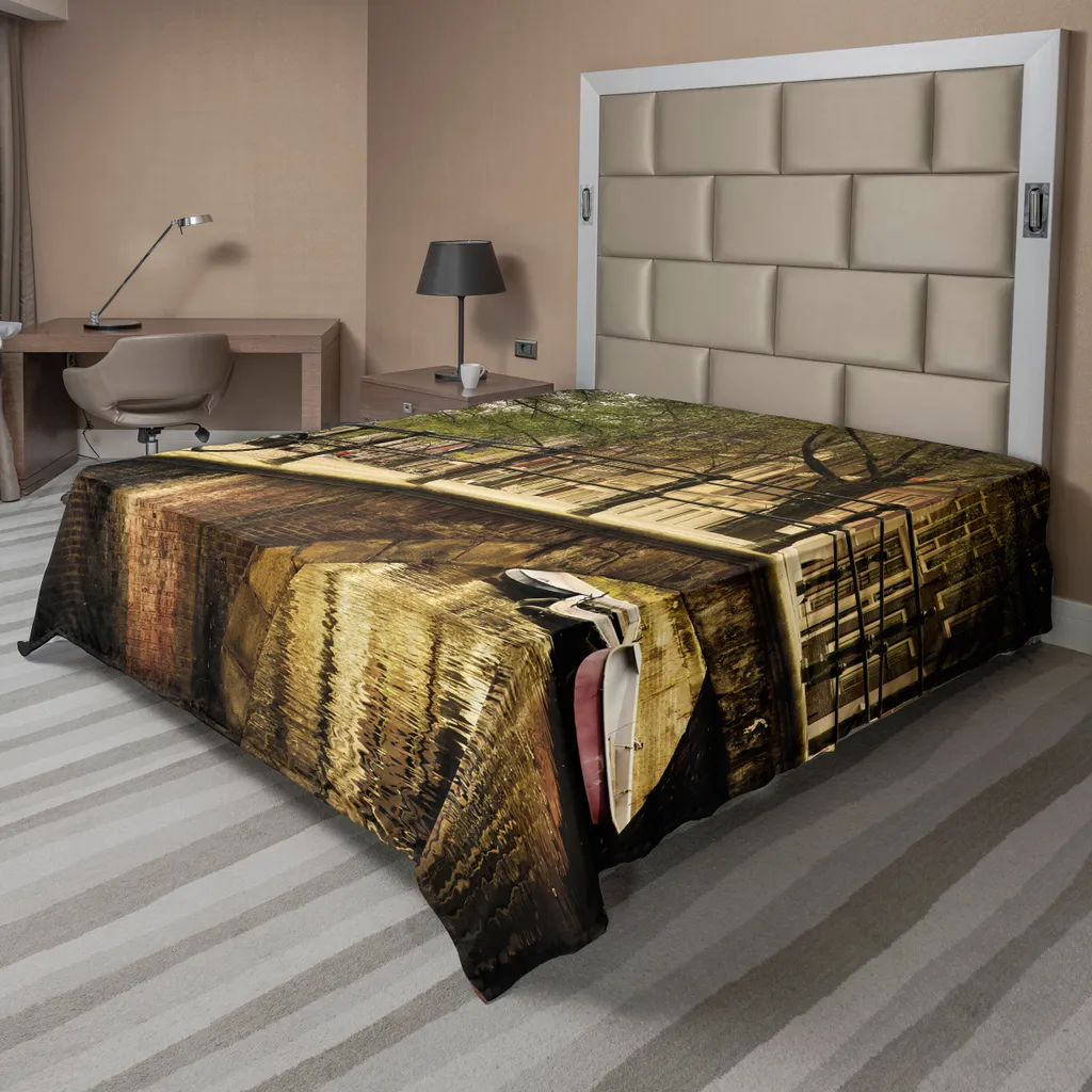 Drap de lit ABAKUHAUS Paysage Pont Amsterdam 244x205cm Créme Confort