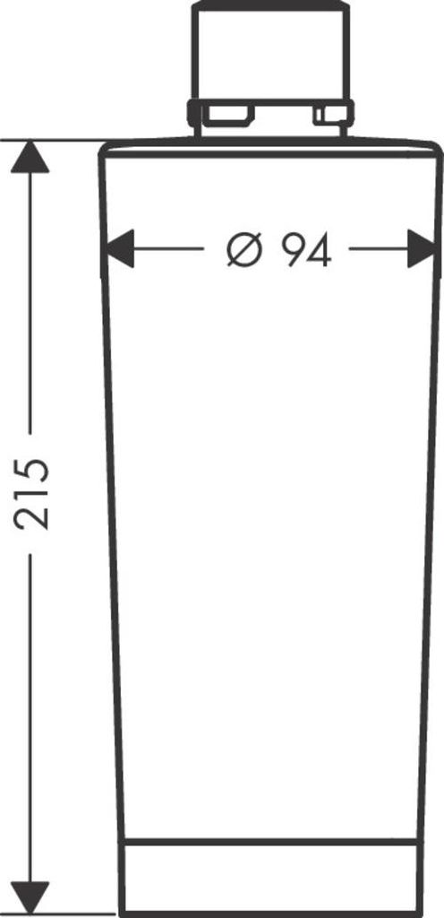 A technical drawing of a filter cartridge with dimensions indicated.