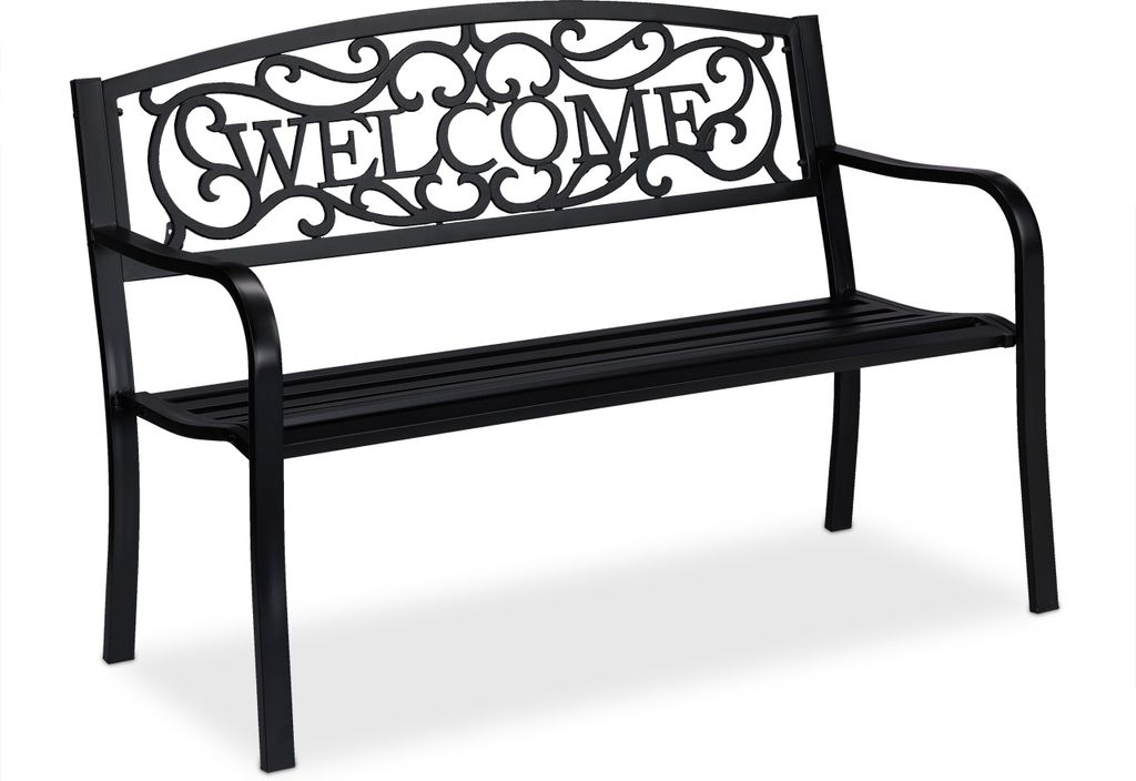 Relaxdays Gartenbank Welcome, Zweisitzer, stabil, Produktbild 