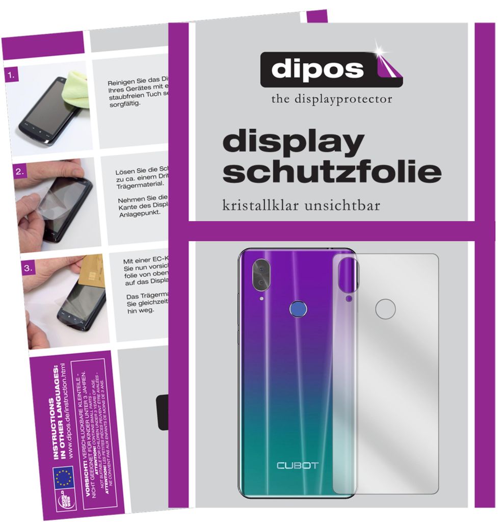 6x Schutzfolie für Cubot X19 Rückseite klar Displayschutzfolie Display Schutz