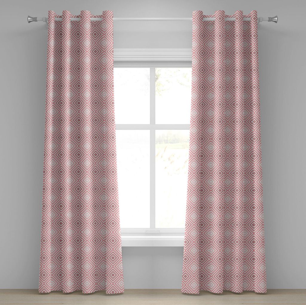 ABAKUHAUS Geometrisch Ösenvorhang, Diamantförmige Vergrößerungsformen Rhombus mit einfachen gestreiften Linien Kunstvolles Bild, Dekorative 2-P...