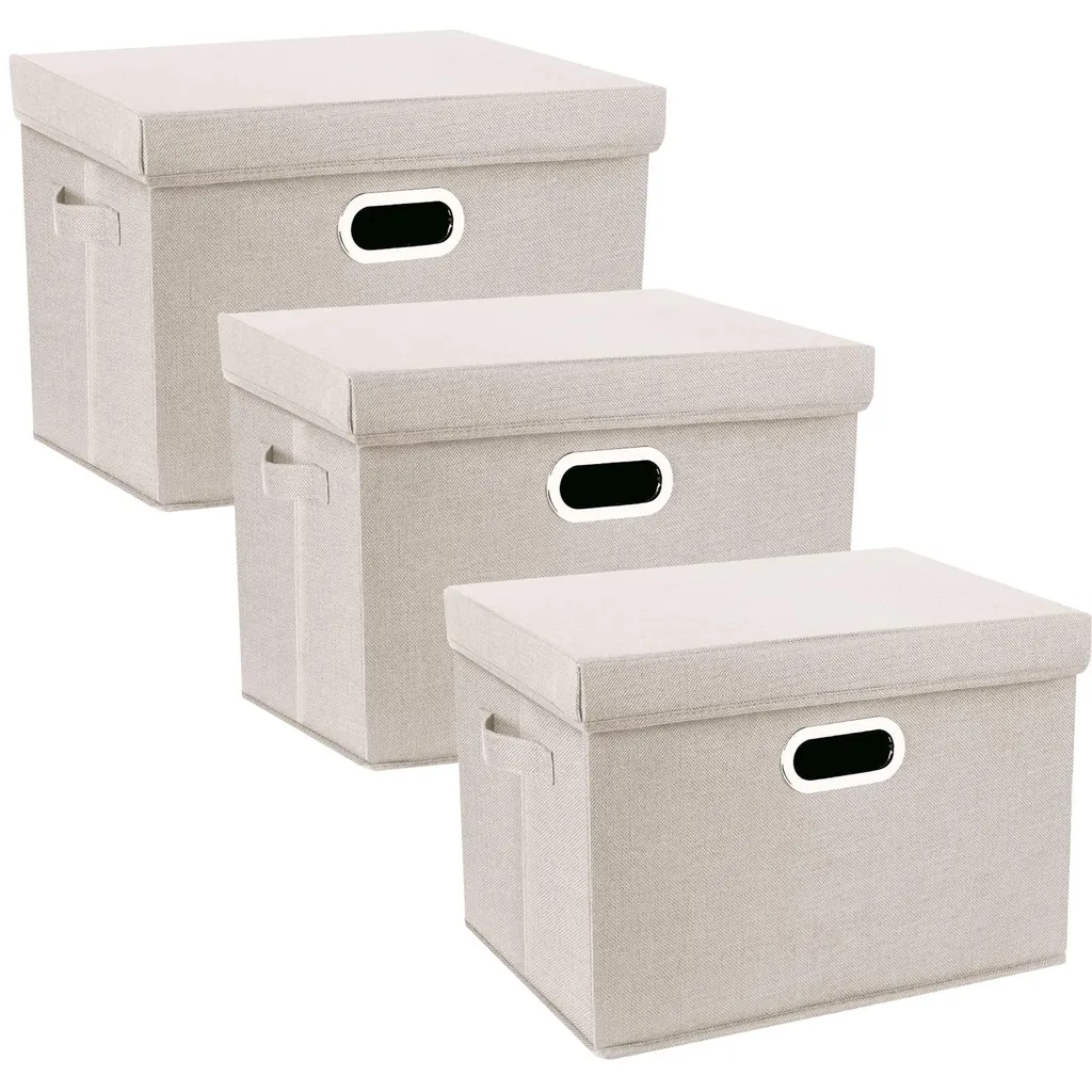 Bac de rangement rectangulaire en textile lavable, 44cm, pack de 3 pièces