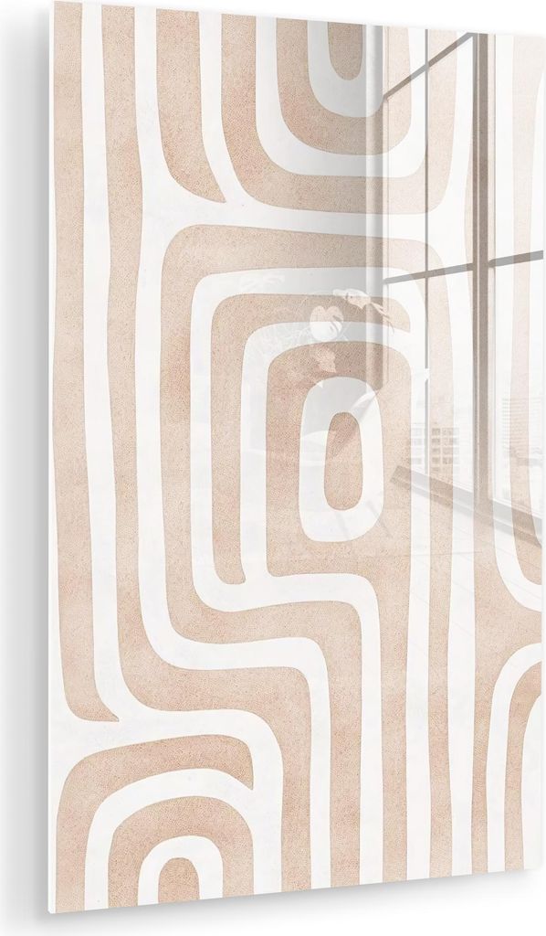 MuchoWow Glasbilder - Bilder auf Wandbild - Foto auf Glas Dekorativ - Labyrinth - Beige 40x60 cm Wanddekoration aus Glas - Acrylglasbild - Acrylbil...