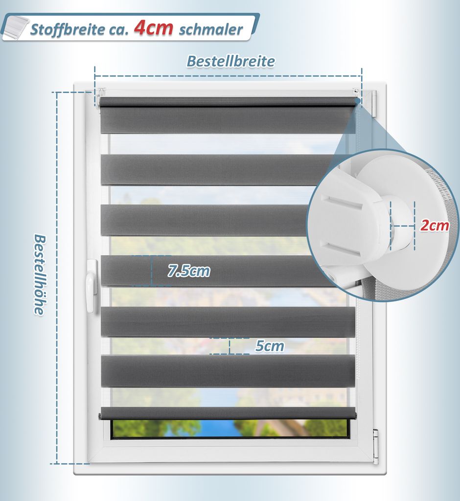 Doppelrollo 80x230 cm Duo Rollo Klemmfix ohne Bohren Produktbild 5