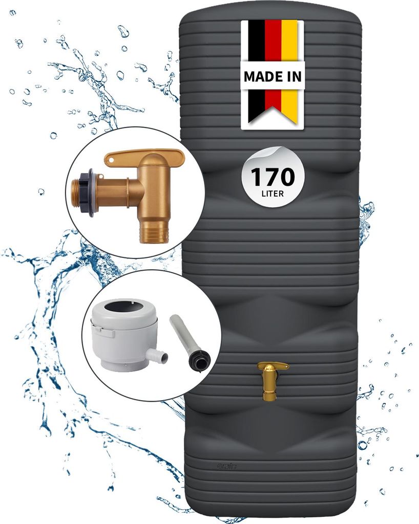 4rain QUADRO Wandtank Komplett-Set  170 Liter graphite grey Produktbild 
