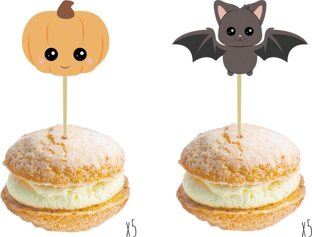 Halloween Piekser Holz Kürbis Fledermaus 10 Stück 5 x 8 cm - Einheitsgröße