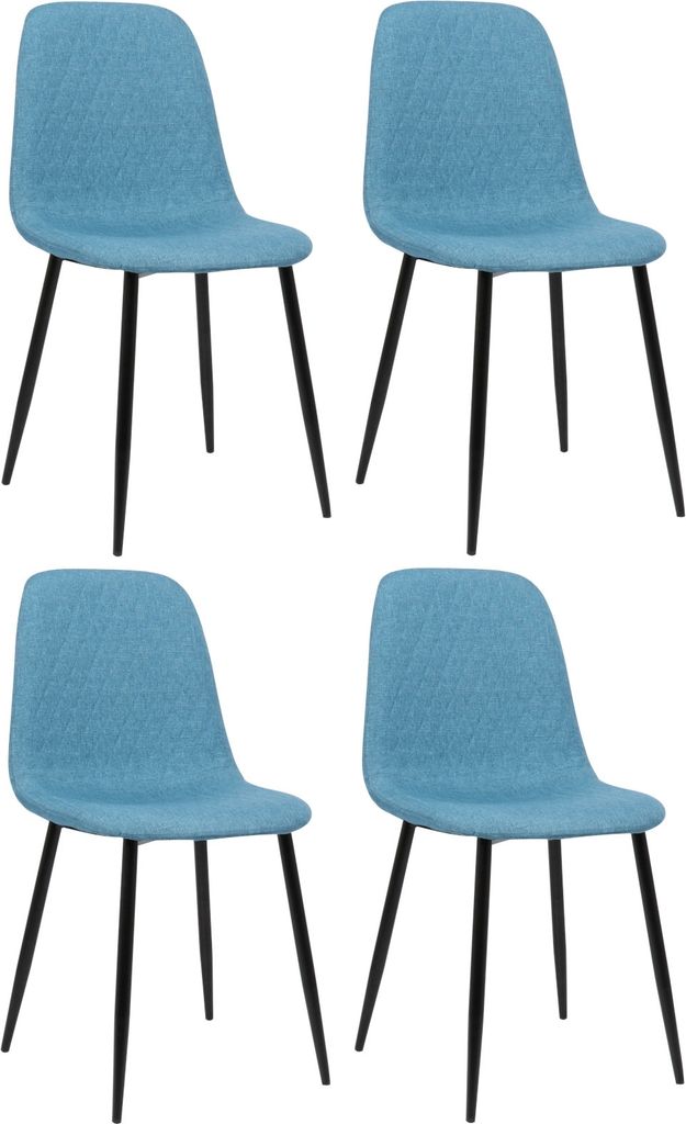 4er Set Stühle HLO-CP49 Stoff blau