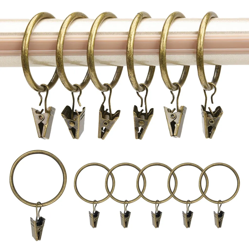Anneaux pour Rideau de Douche et Fenêtre Bronze 32mm à Crochet x30