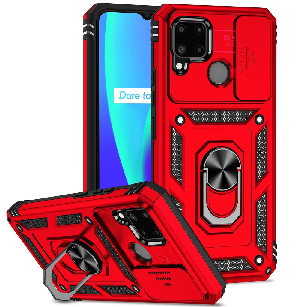 Offerta Cover Realme C11 C12 C15 Protezione Totale con Anello Rosso