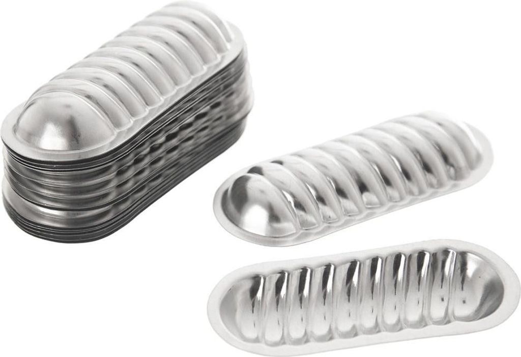 Set mit 20 länglichen Kuchenformen aus verzinktem Blech