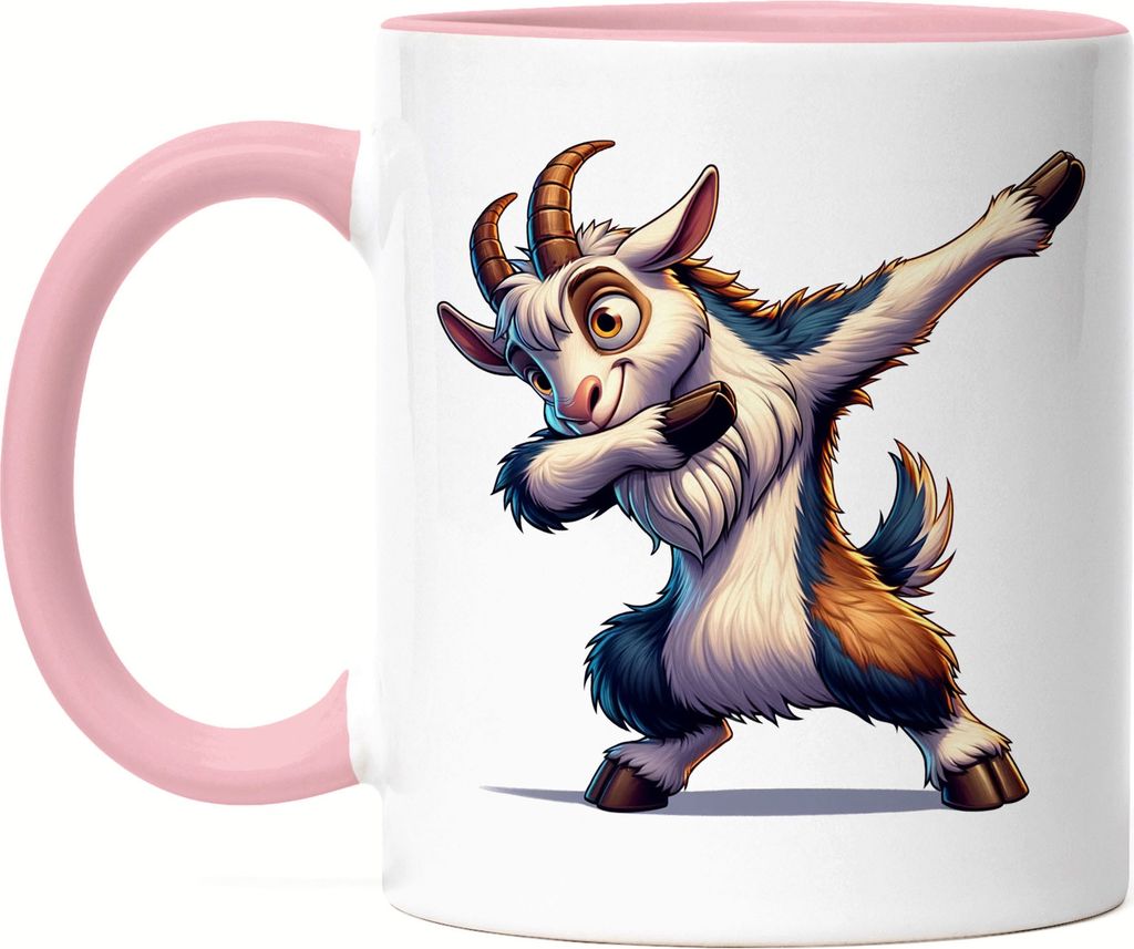 Dabbing Ziegenbock Tasse Rosa Bauernhoftier Humor Stil Modern