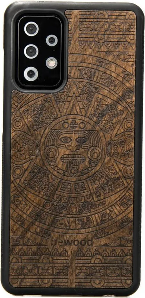 Coque de protection en bois véritable pour Samsung A52 motif Aztèque