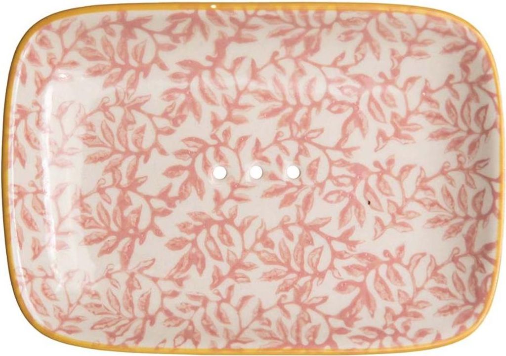 Keramik Seifenschale - Floral weiß/rot