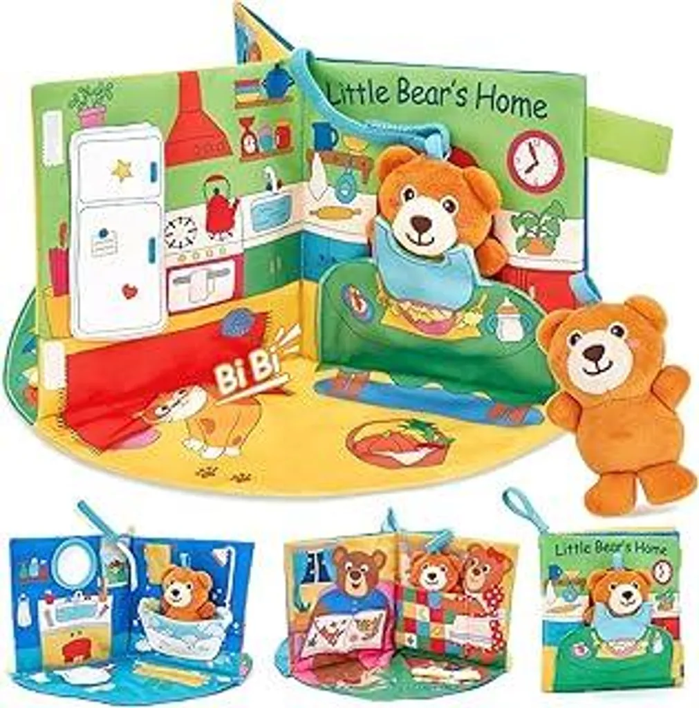 hahaland Libro di Stoffa 3D Neonato: Gioco Sensoriale Montessori 0-12 Mesi