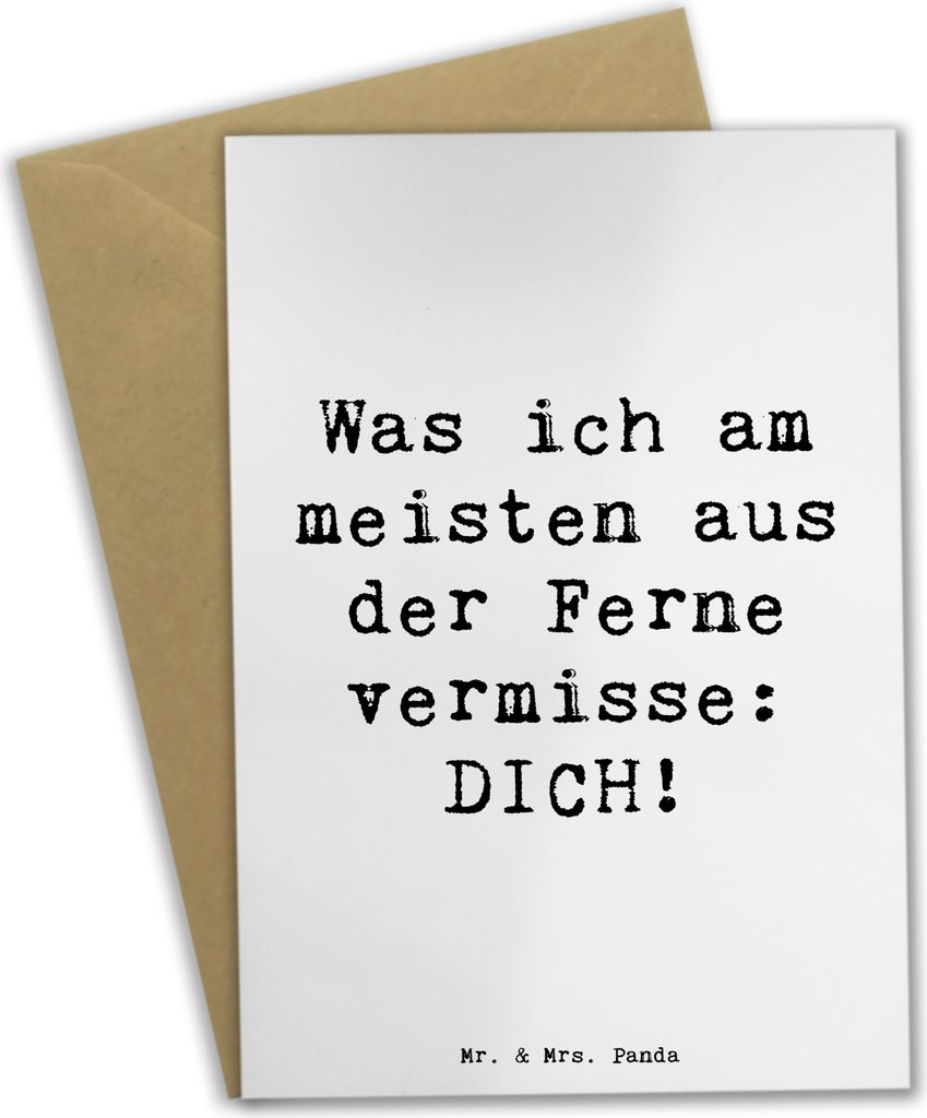 Mr. & Mrs. Panda Grußkarte Spruch Heimweh Dich - Weiß - Geschenk, weihnachtskarten, Nähe, Nostalgie, vertraut, Grußkarten, Motivation, Zitat, S...