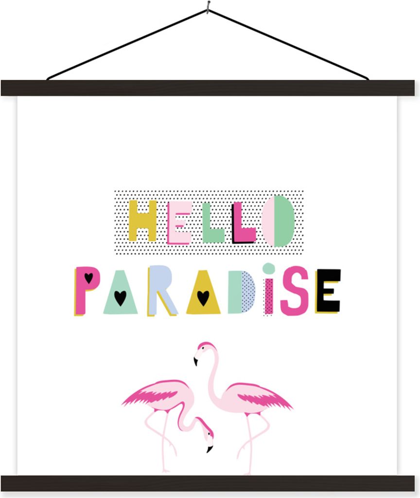 MuchoWow Textilposter Flamingo - Sommer - Rosa 40x40 cm mit schwarzem Rahmen - Fotos